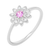 Květinový prsten s růžovým safírem a diamanty Noely
