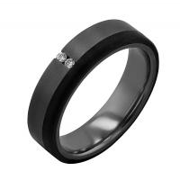 Tantalový snubní prsten s karbonem a diamanty Brett