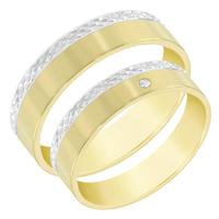 Dvoubarevné zdobené zlaté snubní prsteny s diamantem Beau