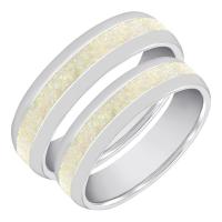 Zlaté snubní prsteny s bílou opálovou výplní Irenne