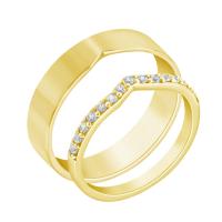Zlatý eternity prsten s moissanity a pánský plochý prsten Marveille