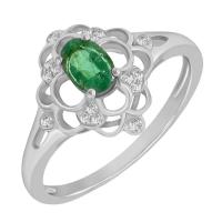 Oválný smaragd ve zlatém vintage prstenu s diamanty Kiep
