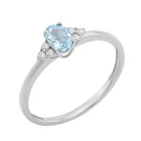 Elegantní prsten s akvamarínem a diamanty Sheldo