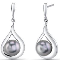 Stříbrné visací náušnice s perlami Dremi