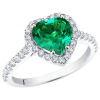 Zlatý halo prsten s lab-grown smaragdem ve tvaru srdce a diamanty Harold
