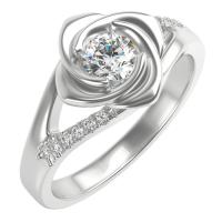 Zásnubní prsten ve tvaru růže s moissanitem a lab-grown diamanty Xalor