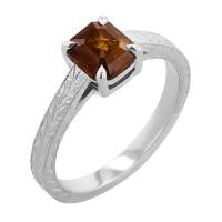 Ručně rytý prsten s emerald salt and pepper diamantem Arlena