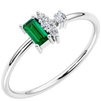 Cluster prsten s lab-grown smaragdem a diamanty Zeno