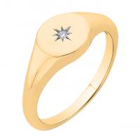 Zlatý pečetní prsten s hvězdou a diamantem Keylo