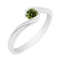 Zlatý zásnubní prsten se zeleným diamantem Yadu