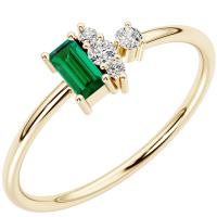 Stříbrný cluster prsten s lab-grown smaragdem a diamanty Zeno