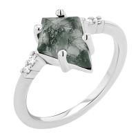 Unikátní zásnubní prsten s mechovým achátem a diamanty Vinka