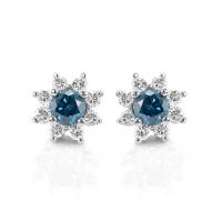 Náušnice ve tvaru kvítků s modrými diamanty Vyom