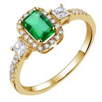 Zlatý prsten s emerald smaragdem a diamanty Dery