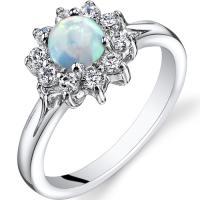 Stříbrný prsten s opálem a zirkony Mito