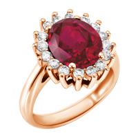 Zlatý prsten s rubínem a diamanty Tubiah